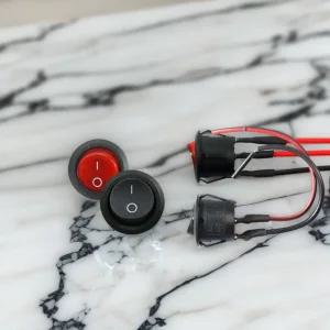 자동차 스위치 (원형스위치 전선형 5개) 똑딱이 온오프 버튼 차량 푸쉬락 램프 차량용