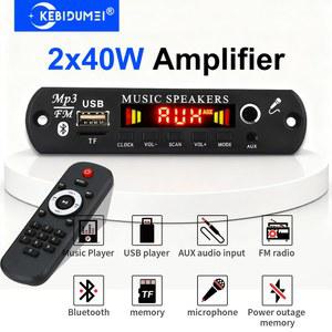 80W 앰프 블루투스 MP3 디코더 보드 2*40W 하이파이 스테레오 오디오 플레이어 7V-18V DIY MP3 플레이어 차량용 FM 라디오 모듈 TF/USB/마이크 80W Amplifier Bluetooth MP3 Decoder Board 2*40W HiFi Stereo Audio