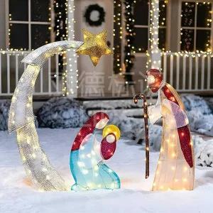 LED 성탄 말 구유 대형 평면 인형 장식 세트 성탄절 크리스마스 교회 성당 아기 예수 탄생