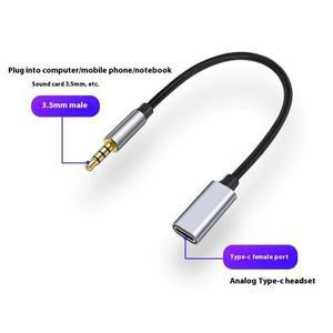 1개 3.5mm 남성형 타입-C 오디오 어댑터 - USB C 포트 케이블 변환 이어폰 마이크 포함 전화기 태블릿 액세