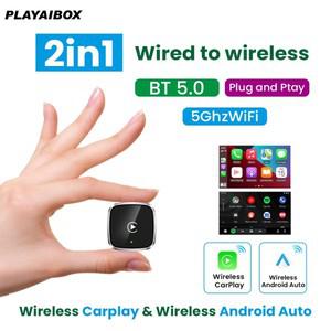 2in1 유선-무선 카플레이 어댑터 안드로이드 오토 USB 동글 스마트 박스   자동차 액세서리 스마트 시스템