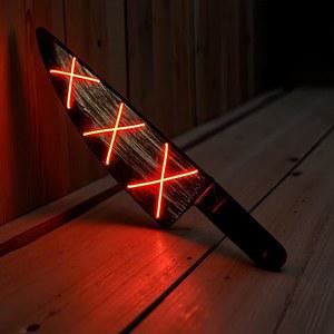 할로윈을 위한 이상적인 플라스틱 글로우 나이프 - LED 라이트 업 소품, 3가지 플래시 모드, 코스프레 및 장식용 안전 코스튬 (빨간색)