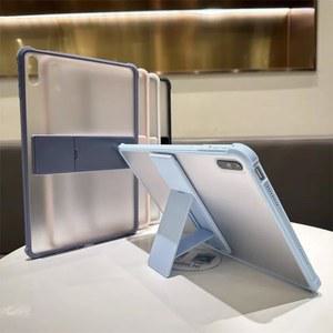 삼성 갤럭시 탭 S8 S7 S9 11 FE Plus 12.4 A9 8.7 인치 충격 방지 커버 용 무광택 투명 브래킷 타블렛 케이스