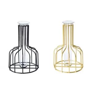 철제 프레임 화병 실린더 이케바나 라인 꽃병 골드