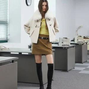 에고이스트 리얼 퍼 카라 토글 장식 숏 코트 EQ4WC061 331664