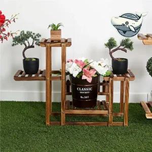 세련된 다목적 원목 화초 진열대 화분 정리대 철제선반 진열 인테리어효과 블랙
