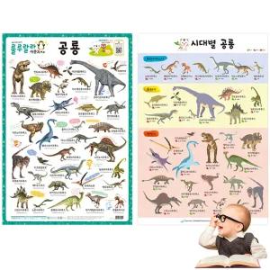 유아 공룡 사운드 양면 벽보 어린이 공룡 포스터 벽보