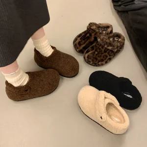 더구두 뽀글이 레오파드 퍼안감 투웨이 어그 털슬리퍼(5cm)-2604