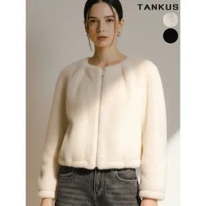 [탱커스]여성 라운드 퍼 집업 숏자켓_P412672276