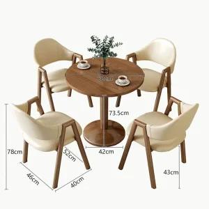 원형 티테이블 세트 휴식 호두 원목 2+60 공간 의자 커피 2인 테이블 발코니