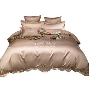 황실 예단 이불 럭셔리 침대의 세트 4종 심플 친면 같은 세트 매쉬 유럽식 레드와 순면