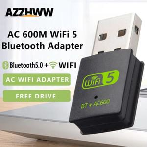 2IN 1 USB WiFi 블루투스 어댑터 600Mbps 듀얼 밴드 5G/2.4G 와이파이 PC용 무선 네트워크 카드