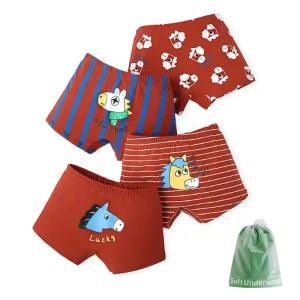 럭키호올스 남아 사각팬티 4매+더스트백(N195)