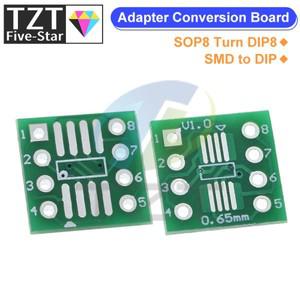 DIP8 SMD-DIP IC 어댑터 소켓  SOP8  SOIC8  보드-DIP 변환기 플레이트  0.65mm  1.27mm  10 개