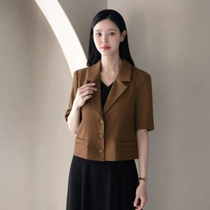 [시크라인] (~XXL까지) 레일 테일러드 카라 크롭 자켓 여름 더블버튼 정장 하객룩 오피스룩 데이트 모임 미시 빅사이즈