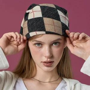 [KOLEAT]아가일 니트 자외선차단 반다나 헤어두건 손수건 [Black_beige] 가을 겨울 ver.