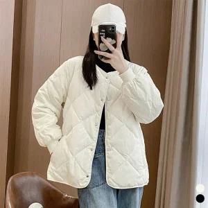여성 노카라 퀼팅 경량 패딩 점퍼 간절기 아우터