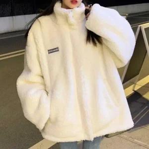 [RG5LP350]여성용 오버핏 후리스 여자 10대 뽀글이 점퍼