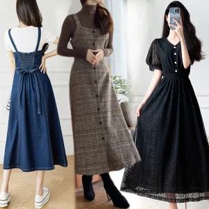 빅사이즈 44-88 모직 체크 해외여행 결혼식하객패션 튜브탑 멜빵 데님청 해외여행 호피 체크 플라워 레이스 랩스타일 랩원피스