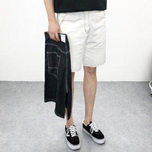 [엠클로] 남자 스티치 라인 스판 하프 데님 청반바지 2컬러