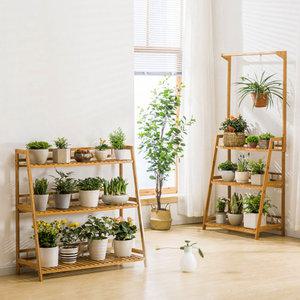 화분선반 화분받침대 식물선반 원목 3단 진열대 정리대 다이 거치대 다육이 거치대 SB 대나무 기본 행거형