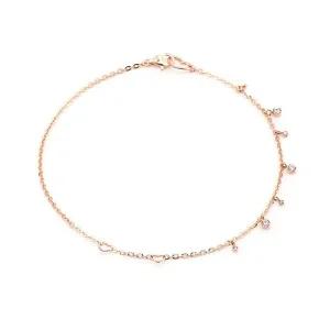 [비앤비골드] 14K/18K 언발 라인 하트 큐빅 발찌(팔찌 겸용) NPA27589