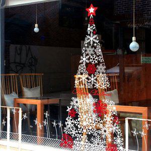 [제이큐]크리스마스 창문 스티커 성탄절 데코 장식 눈꽃트리 026 대형