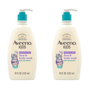 Aveeno 아비노 Kids Sensitive Skin Face & Body Wash 키즈 센시티브 스킨 페이스 & 바디 워시 532ml 2팩