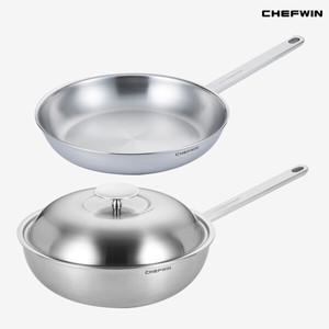 쉐프윈 316STS 통5중 28cm 후라이팬+28cm 멀티웍