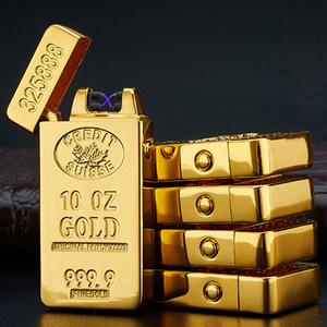 fooi 행운의 골드바 디자인 전자라이터 충전식 전자 플라즈마 라이터