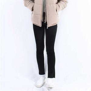 여자 겨울 양면 기모 밑단 헤짐 화이트 일자핏 팬츠