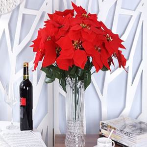 성묘꽃 조화화분 실크플라워 크리스마스꽃 포인세티아 인테리어조화 5부쉬 생화같은조화