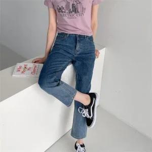 여자 스트레이트진 그라데이션 스판 8부 청바지