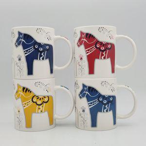 북유럽 스웨덴 달라호스 머그컵 4종세트 (행운의 말)