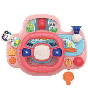 [플레이베이비]네비게이션 자동차 핸들 운전놀이대 핑크 heanhe0542