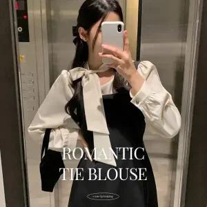 핫핑 [하객룩추천] 레나 라운드 퍼프 타이 블라우스