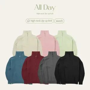 핫핑 [7컬러][시즌베스트] 웬즈 루즈핏 하이넥 반집업 하찌 긴팔니트티