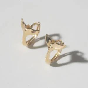 [더블유비엘]14k post 벨루가 고래꼬리 원터치 링귀걸이   (윙블링)