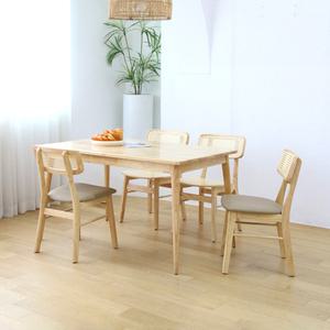 [롯데백화점]마이엘가구 다니엘 6인용 월넛 E0 카페 원목 테이블 식탁세트(앤스라탄) 1800