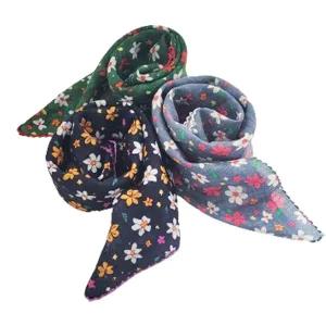 샤프란 여성 손수건 에티켓 아사 면 레이스 단체선물 대형 땀 등산 스카프