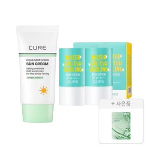 김정문알로에 워터 스플래쉬 쿨링 선스틱 23g, 2개+아쿠아 마일드 그린 선크림 40ml, 1개+증정(리알로에 피토 그린 앰플 마스크 30ml, 1매)