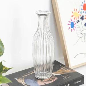 유리 글라스 원형 화병 빗살 7.3x22cm 꽃병 인테리어 장식 소품 투명 원예 용품 꽃꽂이 가드닝