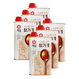 CJ제일제당 백설 고소함 가득 참기름 450ml 6개 비빔밥 참깨 볶음