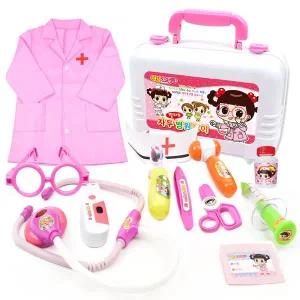 [아툰즈]R 안녕 자두야 병원 놀이 + 뉴 간호사가운 jd-1001p+6181-8g 분홍 청진기 유치원 어린이집