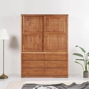 [RGOMQ0R6]이플 고무나무 원목 슬라이드 수납 옷장 1color