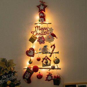 [플라워트리]크리스마스 벽트리 나무 LED 선물 산타 우드 A 60cm 벽걸이 풀세트 소품 데코 촬영 파티