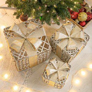 [플라워트리]크리스마스 선물상자 대형 장식 3단 에르메 30cm 소품 용품 데코 이벤트 파티 꾸미기 로비 ...