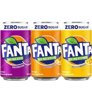 코카 환타 제로 350ml 오렌지 +파인애플 +포도 각 8캔씩 (총24캔)