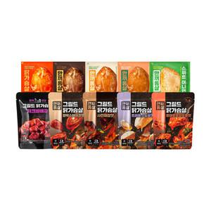 한끼통살 베스트 10팩세트 (소스5팩+그릴드5팩) - 소스 통살 허니소이 5팩