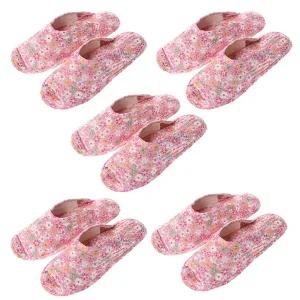 5켤레 1세트 100% 순면 퀼트 면실내화 거실화 슬리퍼 실내화 덧신 천슬리퍼 어린이집 유치원